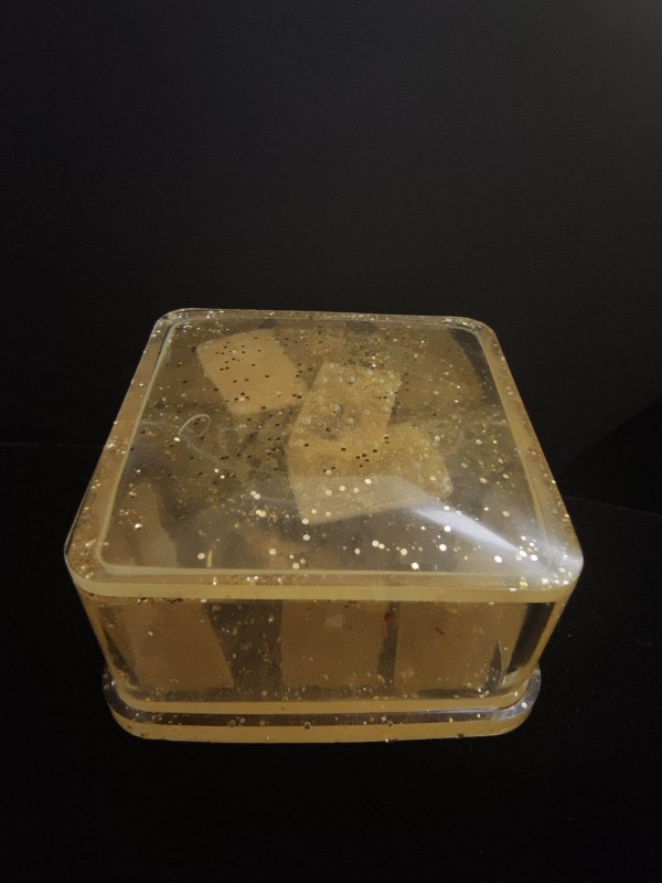 Magical orgonite box with embedded mini tarot cards for storing divination stones - Intuition
