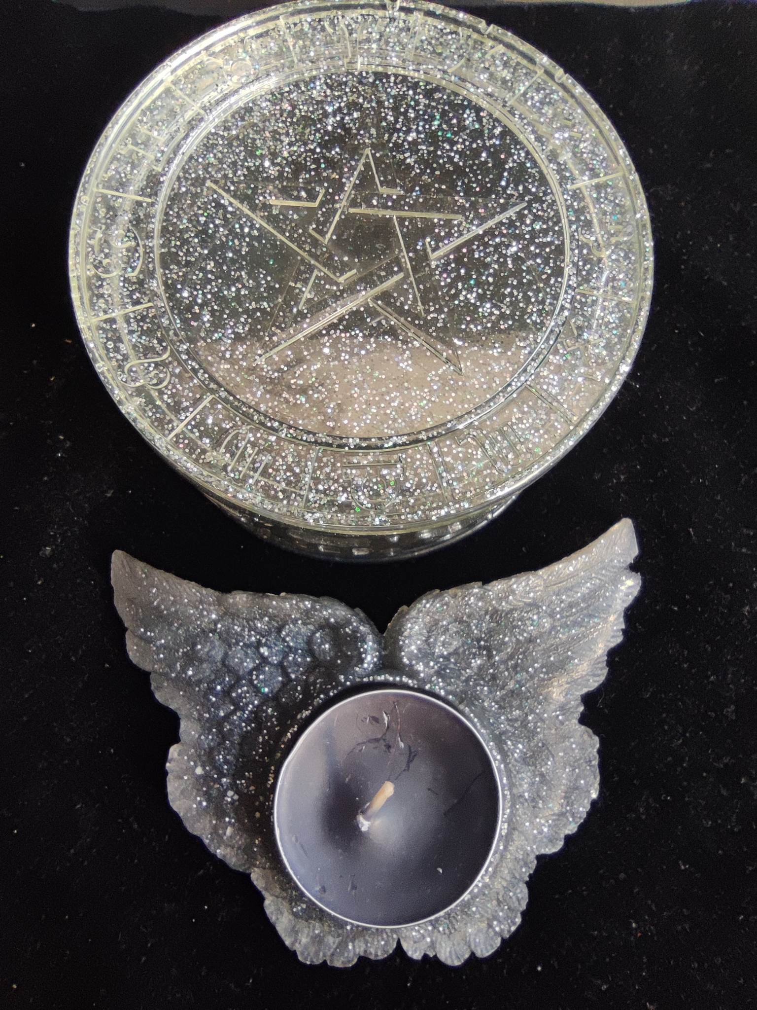 Scatola in orgonite per la pulizia energetica di strumenti divinatori, pietre semipreziose e gioielli - Protezione del pentagramma