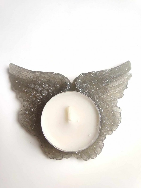 Orgonite candle holder for angelic magic - Angel wings