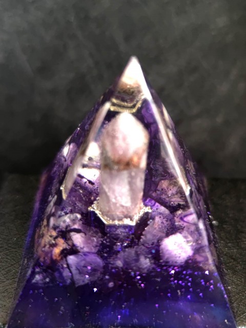 Orgone pyramid with amethyst for attracting Luck and abundance- Gift from Fate