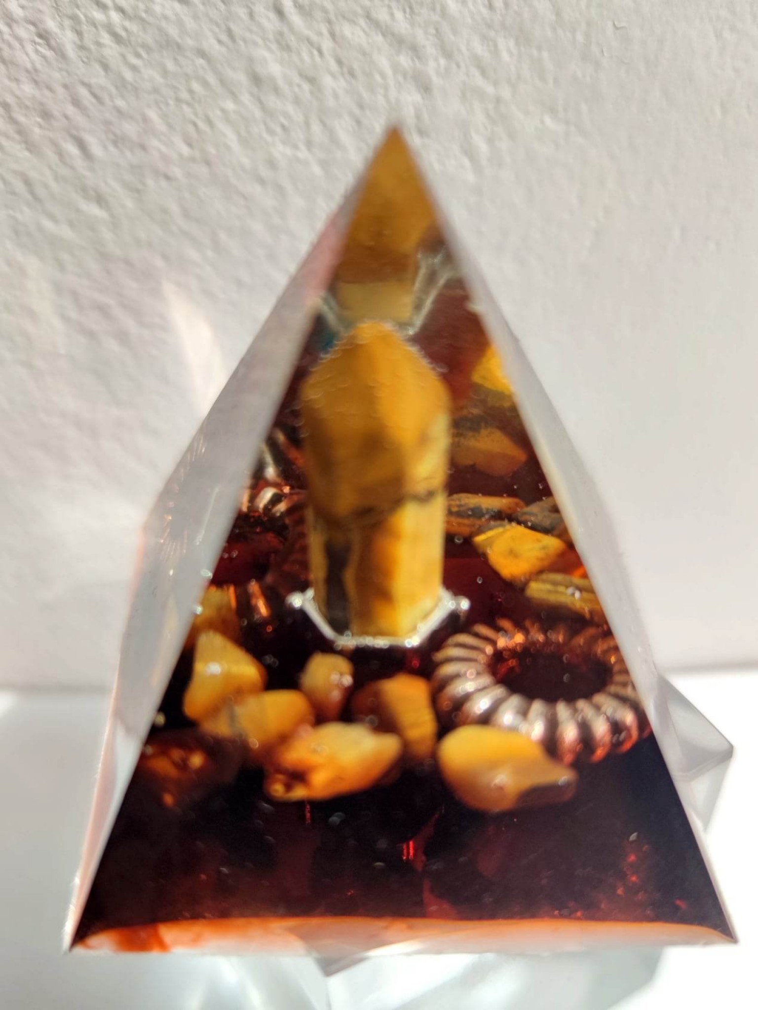  Orgone energy pyramid with tigers eye for Protection and Luck in Business - Gift from Fate