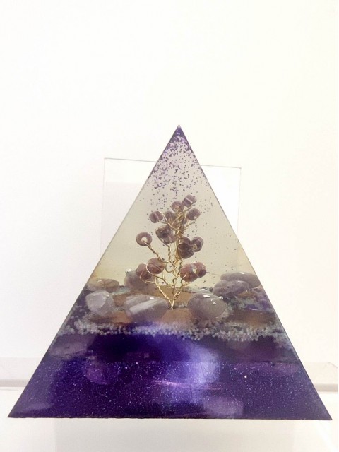 Pyramid orgonite for amplifying intuition and magical powers - "Tree of Magic" - XL