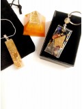 Set of three orgonites for Leo zodiac sign - orgone pyramid, keychain, and pendant