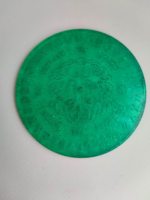 Tablero de adivinación de péndulo hecho a mano en color verde - "Diosa Madre"