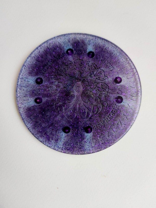 Tappetino per divinazione a pendolo fatto a mano in colore viola - "Dea Madre"