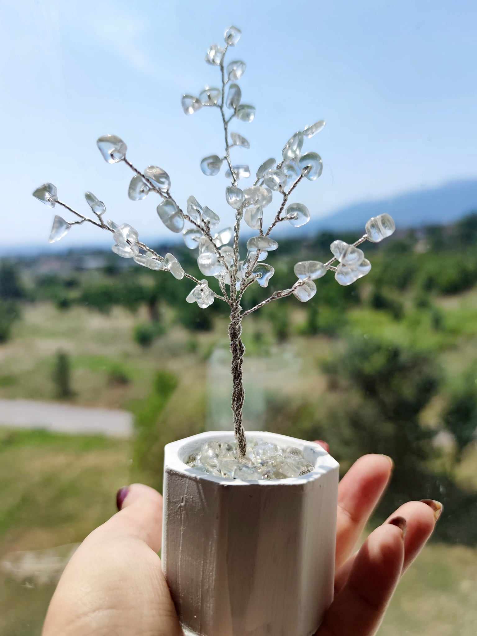 Arbre de cristal avec quartz pour attirer le bonheur et purifier l'énergie - "Arbre de vie"