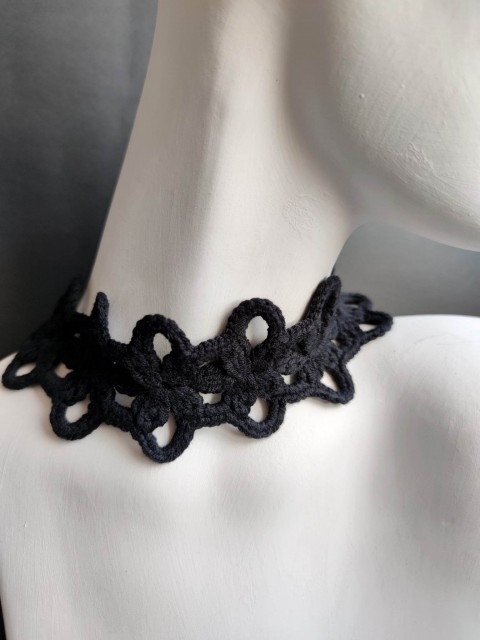 Hand-made magical knitted necklace choker for protection by Mary-Ella Todorof