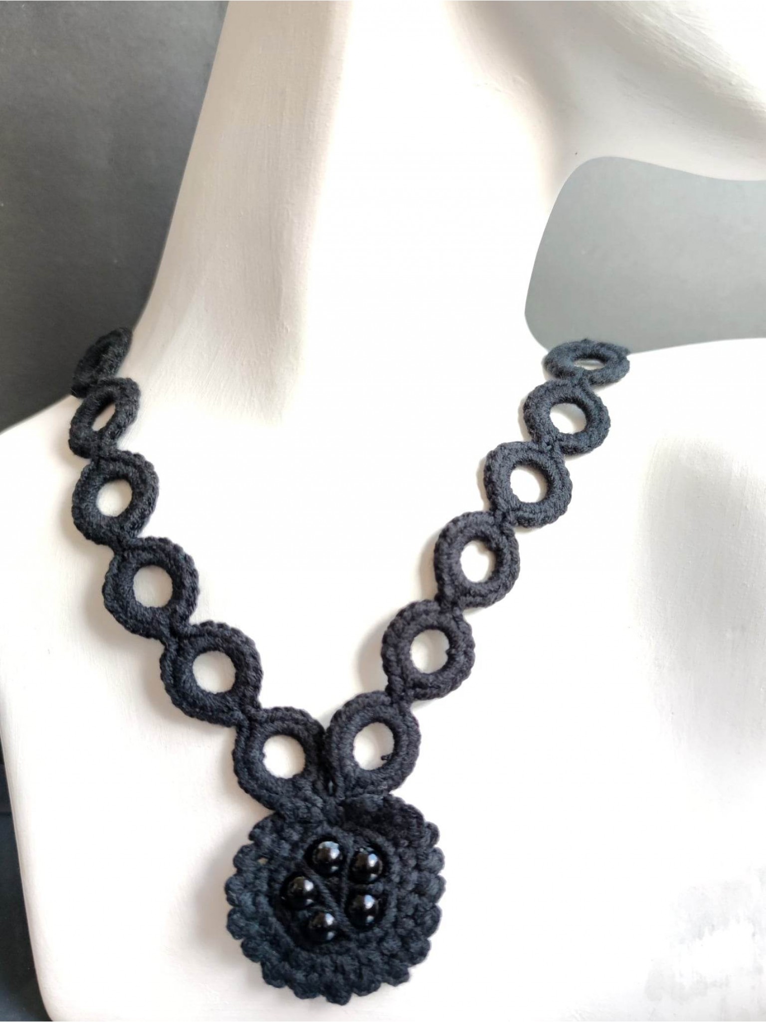 Hand-made knitted necklace for magical rituals by Mary-Ella Todorof