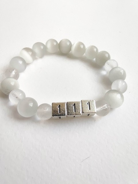 Selenite bracelet with angel number 111 for good luck and personal success