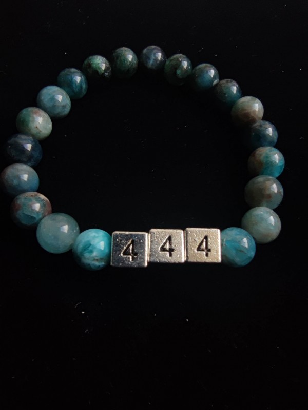 Bracelet with angel number 444 with apatite for luck and success