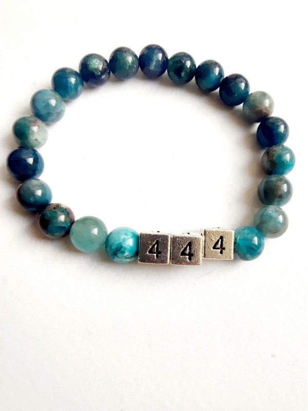 Bracelet with angel number 444 with apatite for luck and success