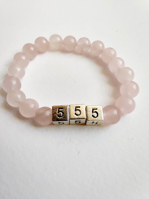 Bratara cu numarul de inger 555 cu cuart roz pentru a atrage dragostea si sufletul pereche