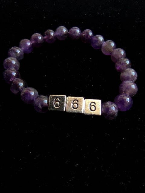 Bracelet with angel number 666 and amethyst for happiness and inspiration