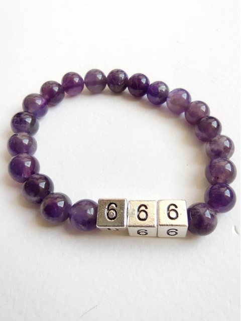Bracelet with angel number 666 and amethyst for happiness and inspiration