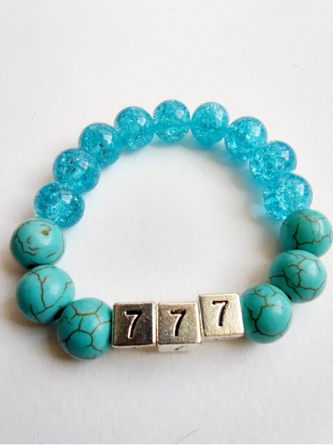 Bracelet avec numéro d'ange 777 et turquoise pour la chance et surmonter les obstacles