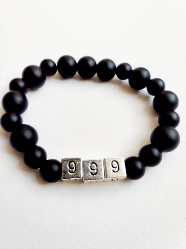 Bracelet with angel number 999 and onyx for protection and ending negative situations