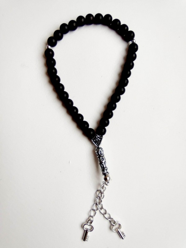 Wicca bead chain for manifestation and meditation with onyx