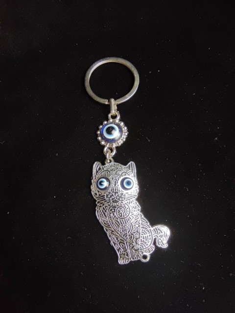 Keychain amulet for protection from energy vampires with Nazar - Cat