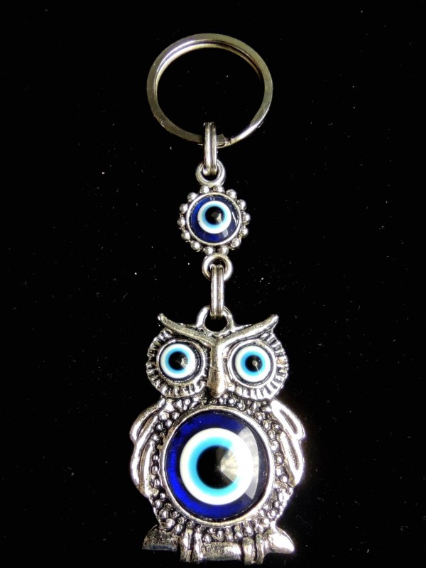 Keychain amulet for protection against bad energy with Nazar - Owl