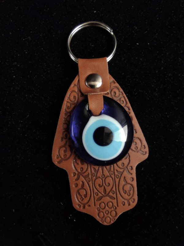 Keychain amulet for protection against negative energy with Nazar and Hamsa - the hand of Fatima