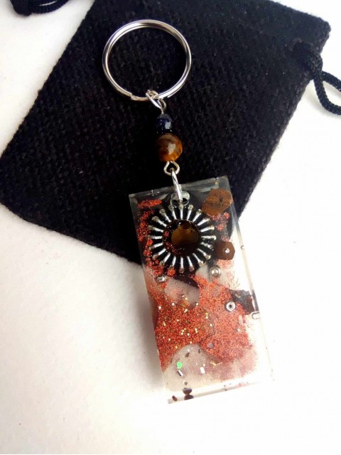 Set of three orgonites for Virgo zodiac sign - orgone pyramid, keychain, and pendant