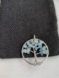 Talizman wzmacniający intuicję - niebieski chalcedonowy medalion drzewo życia