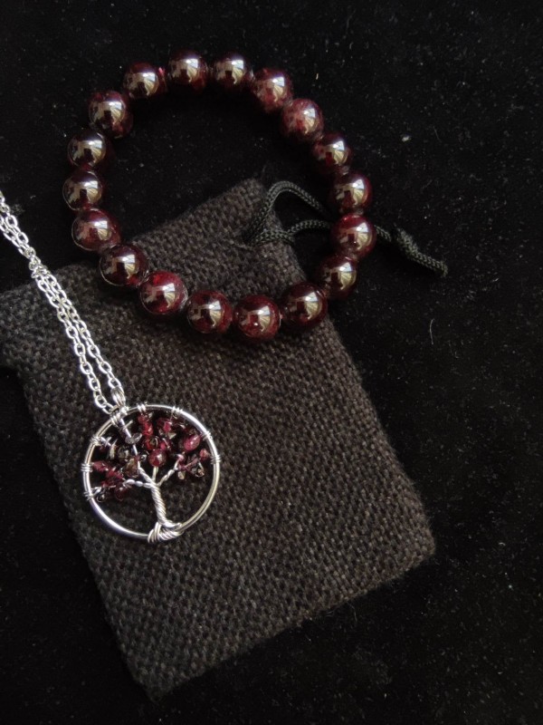 Talisman for protection and strength - garnet tree of life medallion