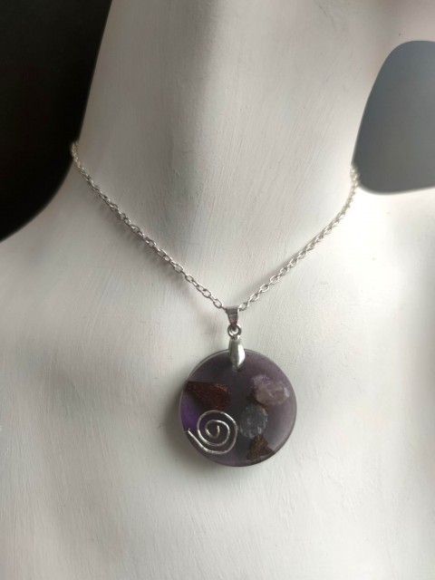 Necklace orgonite amulet for attracting luck with amethyst - "Orgone Luck"
