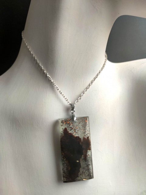 Orgonite halsband amulett för skydd med ek och silver - "Protect me"