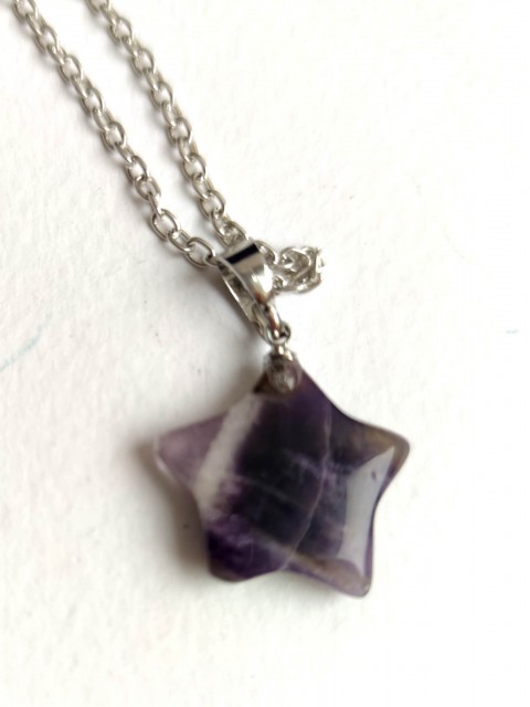 Magical necklace pentacle star with amethyst for amplifying magical powers