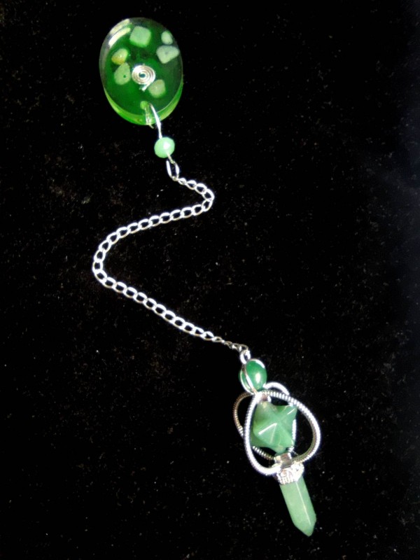 Péndulo de orgonita para adivinación de dinero y suerte con jade