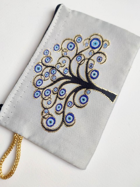 Witch's pouch for runes, tarot cards, or magical stones - Nazar tree of life size M